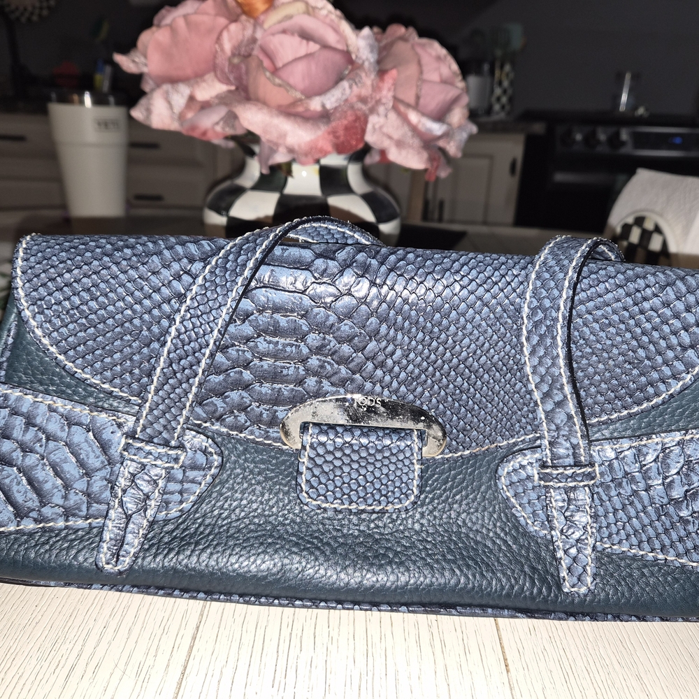 Tod's Vintage Navy Snakeskin Shoulder Bag